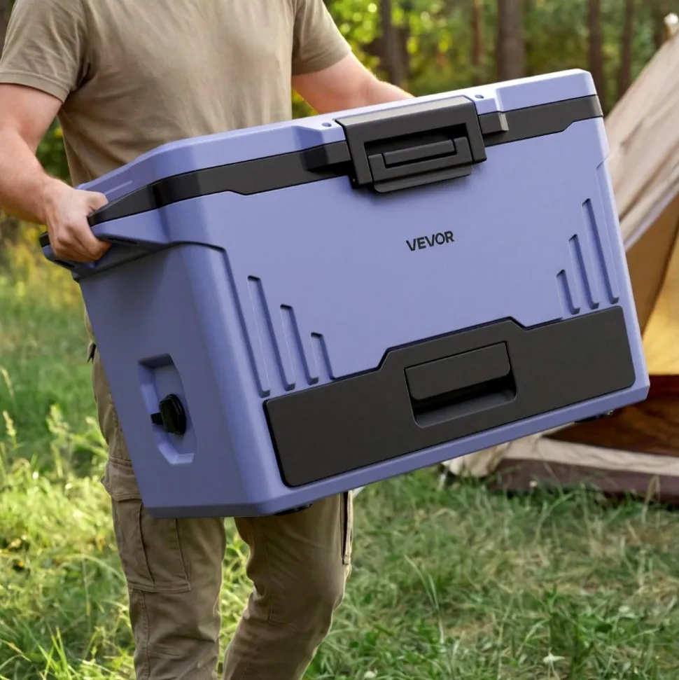 VEVOR Hard Cooler, 50QT Portable Cooler, Leak-Resistant Coolbox Keeps Contents Cool for 48 Hours, Insulated Chests with Ice Retention and Heavy-Duty Handle, Ultra-Light for Camping, Concerts, Sports