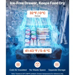 VEVOR Hard Cooler, 45QT Portable Rolling Cooler with Wheels, Leak-Resistant Coolbox Keeps Contents Cool for 48 Hours, Ice Retention Insulated Chests, Ultra-Light for Outdoor Picnics, Grill, Camping