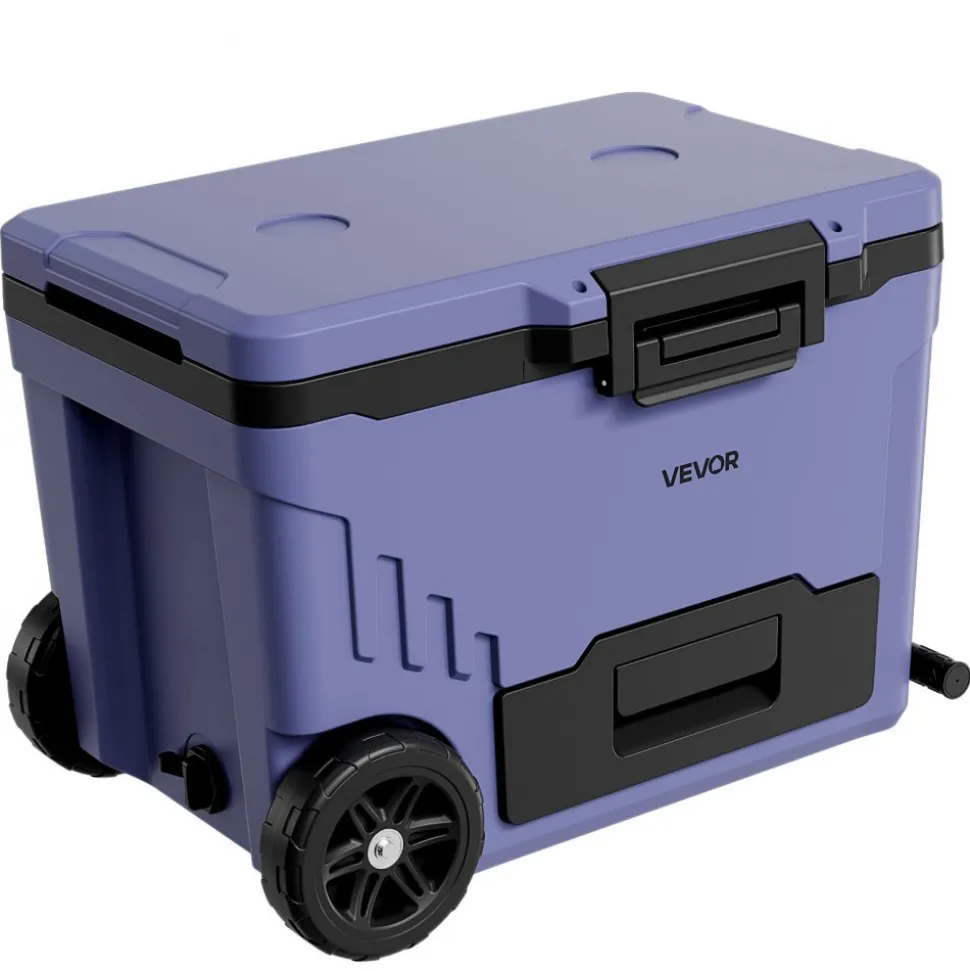 VEVOR Hard Cooler, 45QT Portable Rolling Cooler with Wheels, Leak-Resistant Coolbox Keeps Contents Cool for 48 Hours, Ice Retention Insulated Chests, Ultra-Light for Outdoor Picnics, Grill, Camping