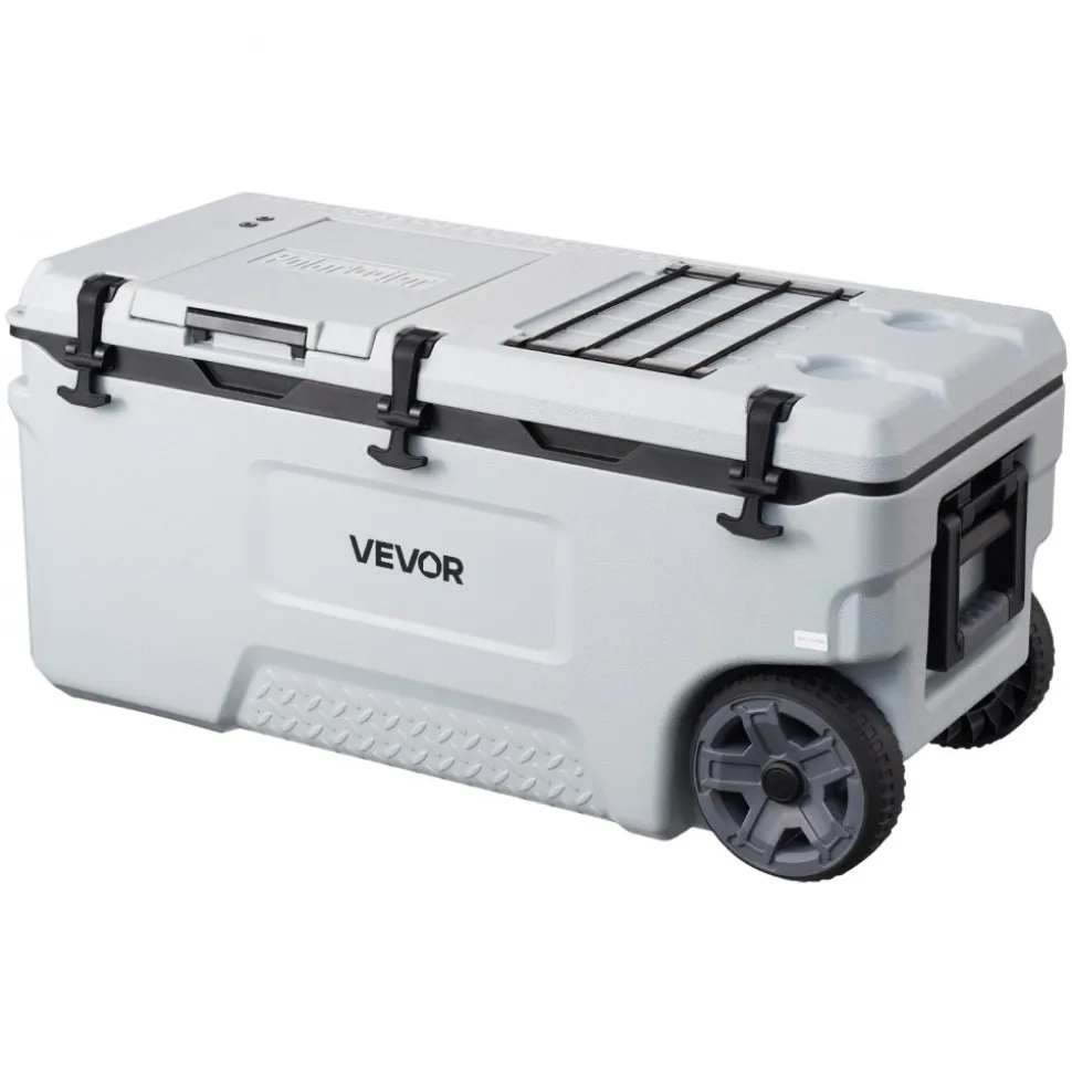 VEVOR Hard Cooler, 106QT Portable Rolling Cooler with Wheels, Leak-Resistant Coolbox Keeps Contents Cool for 48 Hours, Ice Retention Insulated Chests, Ultra-Light for Outdoor Picnics, Grill, Camping