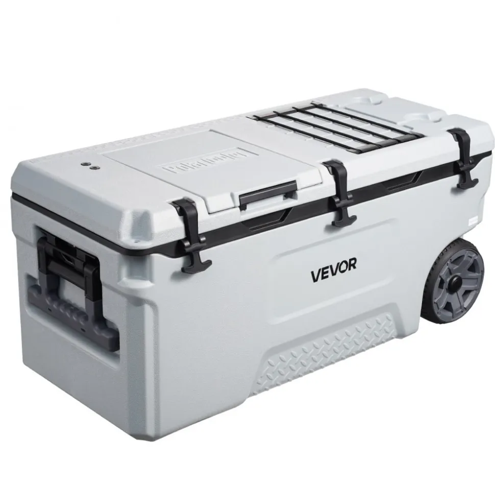 VEVOR Hard Cooler, 106QT Portable Rolling Cooler with Wheels, Leak-Resistant Coolbox Keeps Contents Cool for 48 Hours, Ice Retention Insulated Chests, Ultra-Light for Outdoor Picnics, Grill, Camping