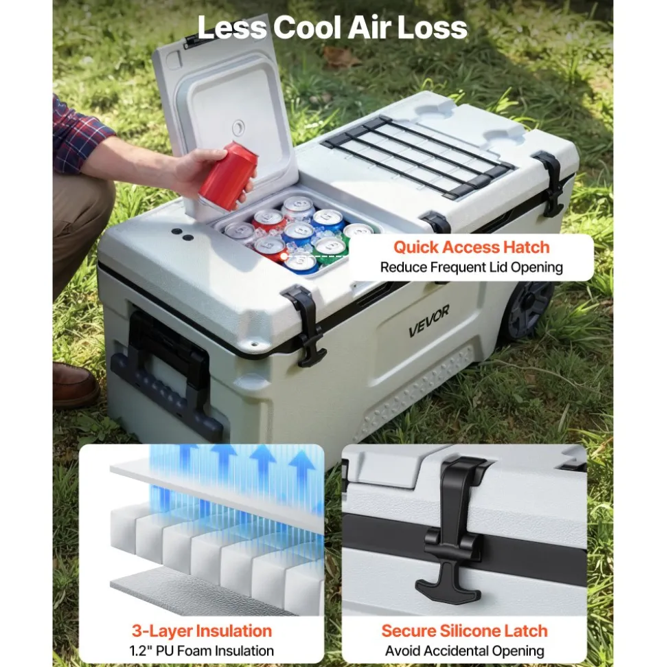 VEVOR Hard Cooler, 106QT Portable Rolling Cooler with Wheels, Leak-Resistant Coolbox Keeps Contents Cool for 48 Hours, Ice Retention Insulated Chests, Ultra-Light for Outdoor Picnics, Grill, Camping