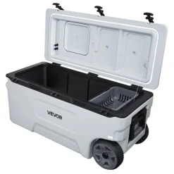VEVOR Hard Cooler, 106QT Portable Rolling Cooler with Wheels, Leak-Resistant Coolbox Keeps Contents Cool for 48 Hours, Ice Retention Insulated Chests, Ultra-Light for Outdoor Picnics, Grill, Camping