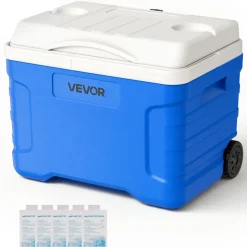 VEVOR Hard Cooler, 21QT Portable Rolling Cooler with Wheels, Leak-Resistant Coolbox Keeps Contents Cool for 48 Hours, Ice Retention Insulated Chests, Ultra-Light for Outdoor Picnics, Grill, Camping