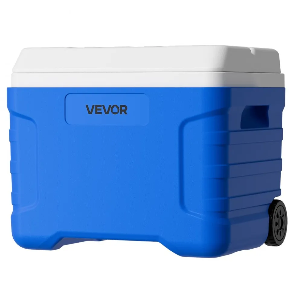 VEVOR Hard Cooler, 45QT Portable Rolling Cooler with Wheels, Leak-Resistant Coolbox Keeps Contents Cool for 48 Hours, Ice Retention Insulated Chests, Ultra-Light for Outdoor Picnics, Grill, Camping
