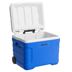 VEVOR Hard Cooler, 45QT Portable Rolling Cooler with Wheels, Leak-Resistant Coolbox Keeps Contents Cool for 48 Hours, Ice Retention Insulated Chests, Ultra-Light for Outdoor Picnics, Grill, Camping