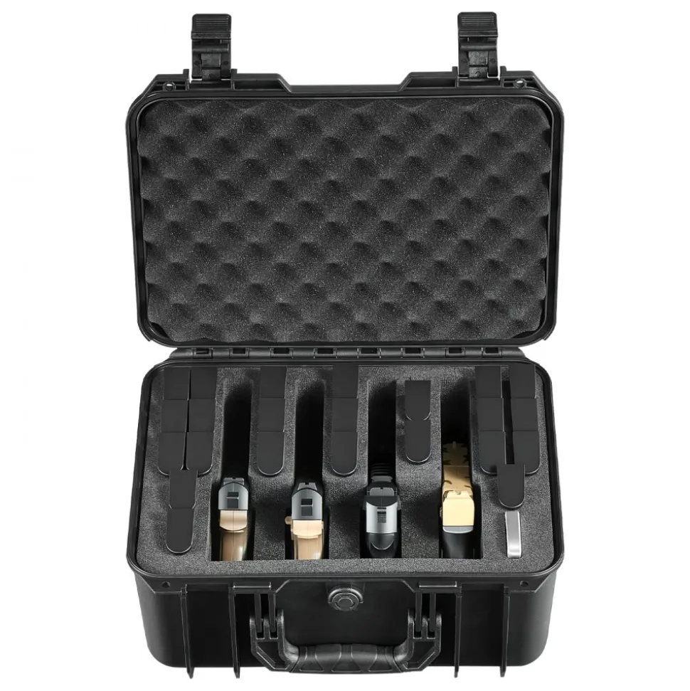 VEVOR Hard Pistol Case, Heavy Duty Hard Gun Case with XPE Foam Lining, Waterproof Pistol Storage Box with Customizable Interior & Handle for Gun, Lenses, Camera, Gear, TSA Compliant, 15.9x12.5x7.5 in