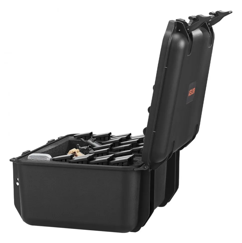 VEVOR Hard Pistol Case, Heavy Duty Hard Gun Case with XPE Foam Lining, Waterproof Pistol Storage Box with Customizable Interior & Handle for Gun, Lenses, Camera, Gear, TSA Compliant, 15.9x12.5x7.5 in