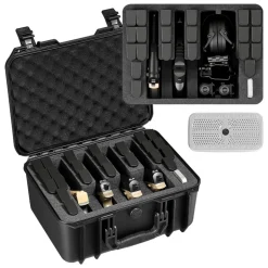 VEVOR Hard Pistol Case, Heavy Duty Hard Gun Case with XPE Foam Lining, Waterproof Pistol Storage Box with Customizable Interior & Handle for Gun, Lenses, Camera, Gear, TSA Compliant, 15.9x12.5x7.5 in