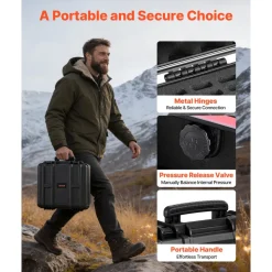 VEVOR Hard Pistol Case, Heavy Duty Hard Gun Case with XPE Foam Lining, Waterproof Pistol Storage Box with Customizable Interior & Handle for Gun, Lenses, Camera, Gear, TSA Compliant, 19.3x17.1x8.3 in