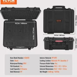VEVOR Hard Pistol Cases with Pre-cut Lining, Waterproof & Dustproof Hard Gun Case for 6 Pistol, 19.3×17.1×8.3 in Lockable Pistol Case, Black