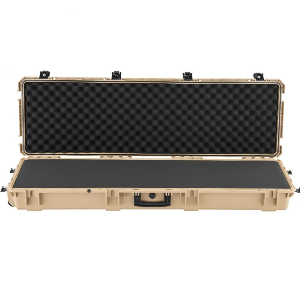 VEVOR Hard Rifle Case, Lockable Rifle Case with Pre-cut Foams, 52 in Gun Storage with Wheels, Heavy Duty IP67 Waterproof & Dustproof Pistol Storage Cases for Rifles, Shotguns, Airsoft Guns, Khaki