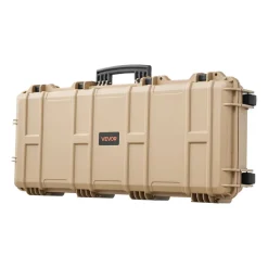 VEVOR Hard Rifle Case, Lockable Rifle Case with 4 Layers Pre-cut Foams, 36 in Gun Storage with Wheels, IP67 Waterproof & Dustproof Pistol Storage Cases for Rifles, Shotguns, Airsoft Guns, Khaki