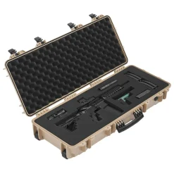 VEVOR Hard Rifle Case, Lockable Rifle Case with 4 Layers Pre-cut Foams, 36 in Gun Storage with Wheels, IP67 Waterproof & Dustproof Pistol Storage Cases for Rifles, Shotguns, Airsoft Guns, Khaki