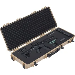 VEVOR Hard Rifle Case, Lockable Rifle Case with Pre-cut Foams, 42 in Movable Gun Storage with Wheels, IP67 Waterproof & Dustproof Pistol Storage for Rifle, Shotgun, Airsoft Gun, Khaki