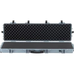 VEVOR Hard Rifle Case, Lockable Rifle Case with Pre-cut Foams, 50 in Movable Gun Storage with Wheels, IP67 Waterproof & Dustproof Pistol Storage for Rifle, Shotgun, Airsoft Gun, Grey