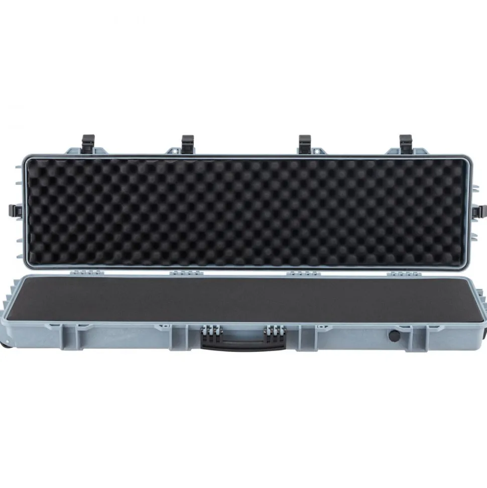 VEVOR Hard Rifle Case, Lockable Rifle Case with Pre-cut Foams, 50 in Movable Gun Storage with Wheels, IP67 Waterproof & Dustproof Pistol Storage for Rifle, Shotgun, Airsoft Gun, Grey