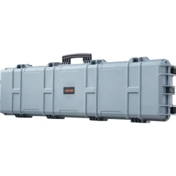 VEVOR Hard Rifle Case, Lockable Rifle Case with Pre-cut Foams, 50 in Movable Gun Storage with Wheels, IP67 Waterproof & Dustproof Pistol Storage for Rifle, Shotgun, Airsoft Gun, Grey