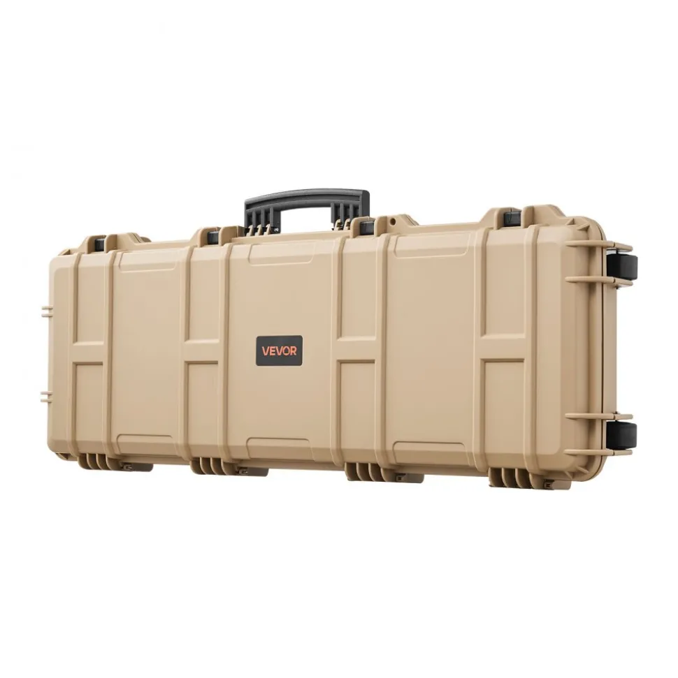 VEVOR Hard Rifle Case, Lockable Rifle Case with Pre-cut Foams, 40 in Gun Storage with Wheels, IP67 Waterproof & Dustproof Movable Large Pistol Storage for Rifles, Shotguns, Airsoft Guns, Khaki