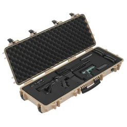 VEVOR Hard Rifle Case, Lockable Rifle Case with Pre-cut Foams, 40 in Gun Storage with Wheels, IP67 Waterproof & Dustproof Movable Large Pistol Storage for Rifles, Shotguns, Airsoft Guns, Khaki