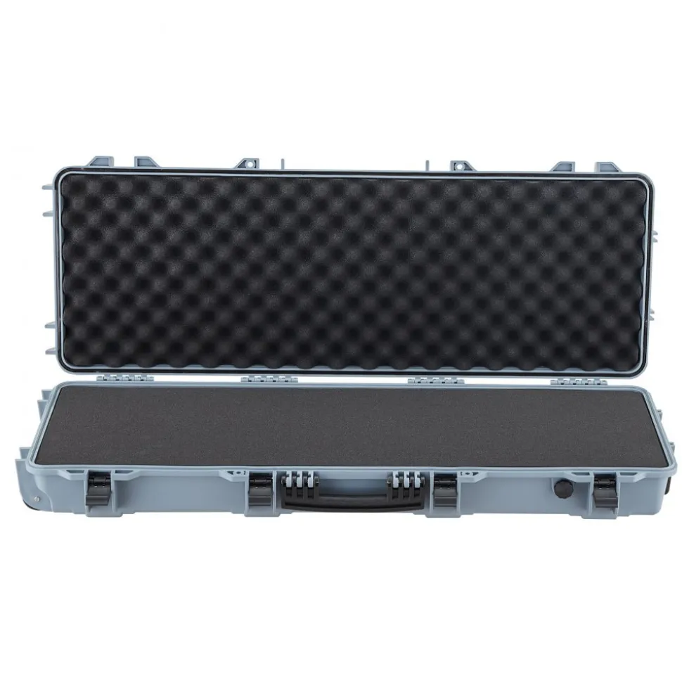 VEVOR Hard Rifle Case, Lockable Rifle Case with Pre-cut Foams, 42 in Movable Gun Storage with Wheels, IP67 Waterproof & Dustproof Pistol Storage for Rifle, Shotgun, Airsoft Gun, Grey
