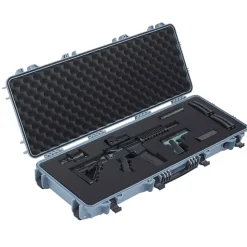 VEVOR Hard Rifle Case, Lockable Rifle Case with Pre-cut Foams, 42 in Movable Gun Storage with Wheels, IP67 Waterproof & Dustproof Pistol Storage for Rifle, Shotgun, Airsoft Gun, Grey