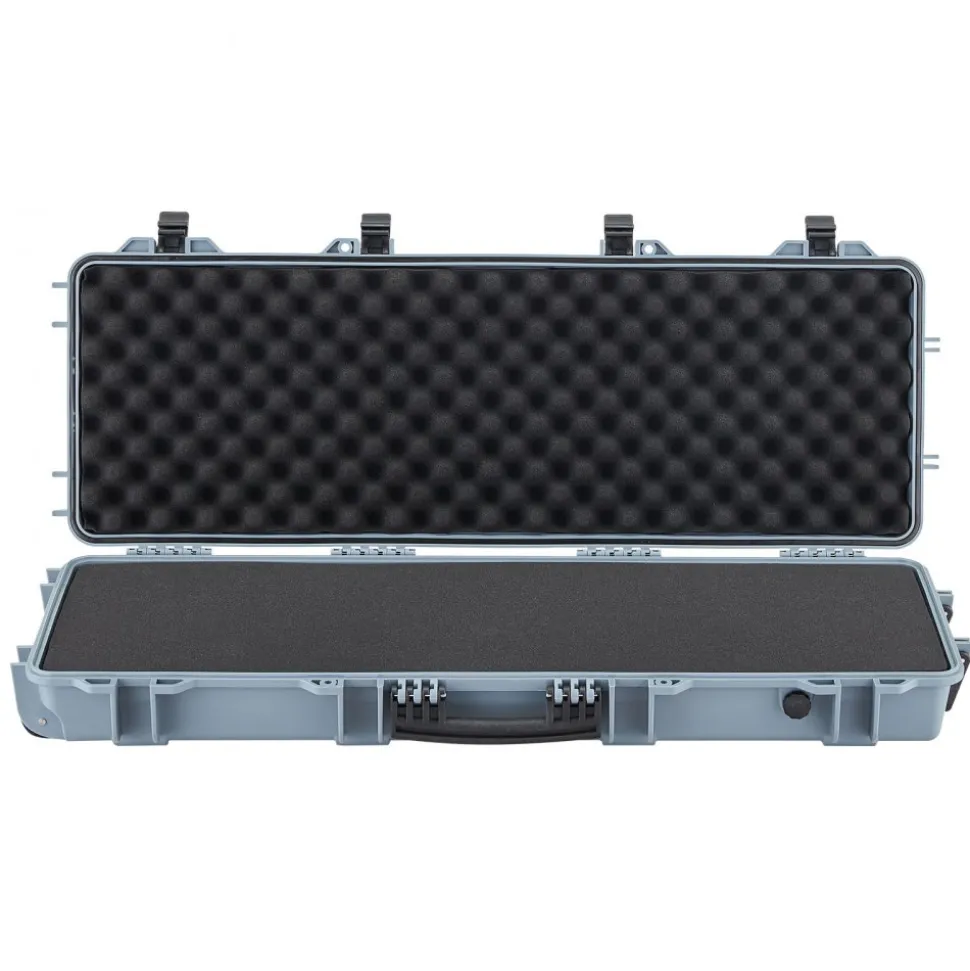 VEVOR Hard Rifle Case, Lockable Rifle Case with Pre-cut Foams, 40 in Gun Storage with Wheels, IP67 Waterproof & Dustproof Movable Large Pistol Storage for Rifles, Shotguns, Airsoft Guns, Grey