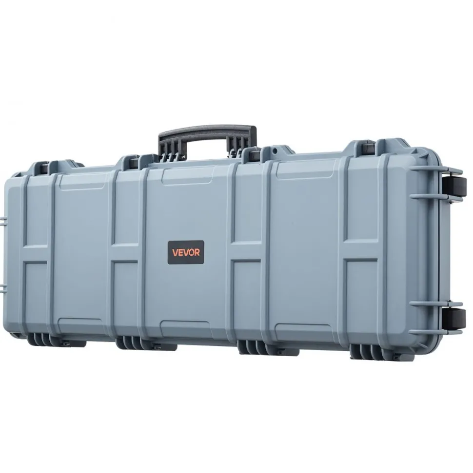 VEVOR Hard Rifle Case, Lockable Rifle Case with Pre-cut Foams, 40 in Gun Storage with Wheels, IP67 Waterproof & Dustproof Movable Large Pistol Storage for Rifles, Shotguns, Airsoft Guns, Grey