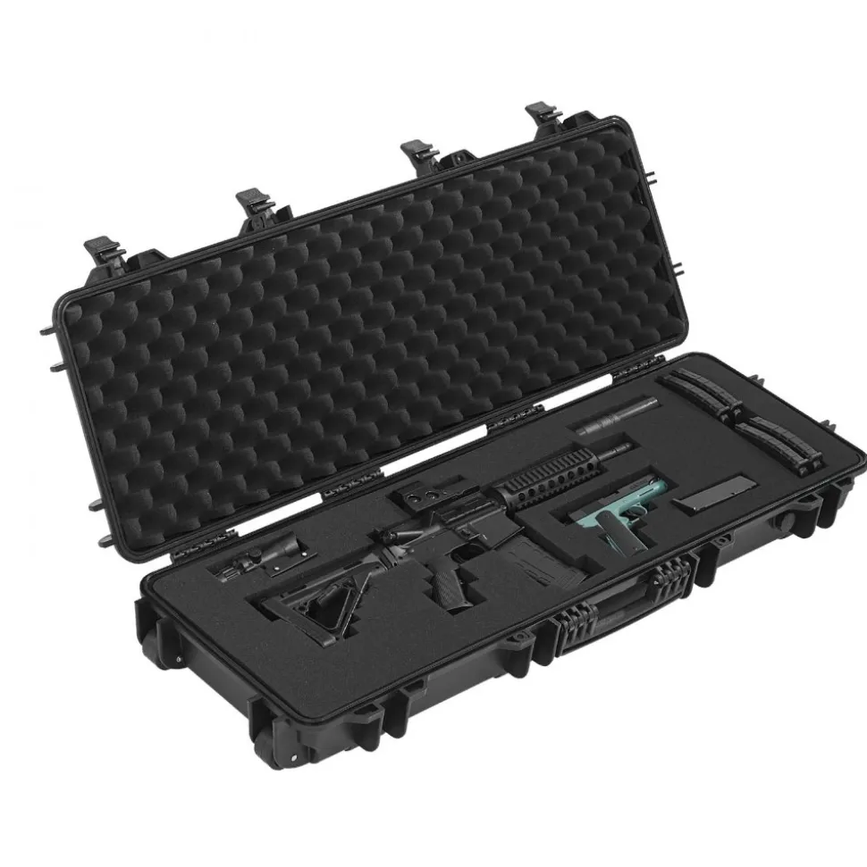 VEVOR Hard Rifle Case, Lockable Rifle Case with Pre-cut Foams, 40 in Gun Storage with Wheels, IP67 Waterproof & Dustproof Movable Large Pistol Storage for Rifles, Shotguns, Airsoft Guns, Black