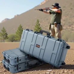 VEVOR Hard Rifle Case, Lockable Rifle Case with 4 Layers Pre-cut Foams, 36 in Gun Storage with Wheels, IP67 Waterproof & Dustproof Pistol Storage Cases for Rifles, Shotguns, Airsoft Guns, Grey