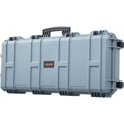 VEVOR Hard Rifle Case, Lockable Rifle Case with 4 Layers Pre-cut Foams, 36 in Gun Storage with Wheels, IP67 Waterproof & Dustproof Pistol Storage Cases for Rifles, Shotguns, Airsoft Guns, Grey