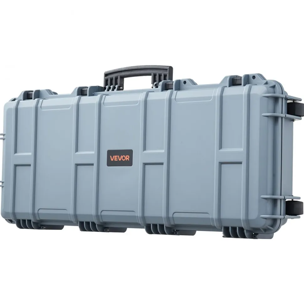 VEVOR Hard Rifle Case, Lockable Rifle Case with 4 Layers Pre-cut Foams, 36 in Gun Storage with Wheels, IP67 Waterproof & Dustproof Pistol Storage Cases for Rifles, Shotguns, Airsoft Guns, Grey