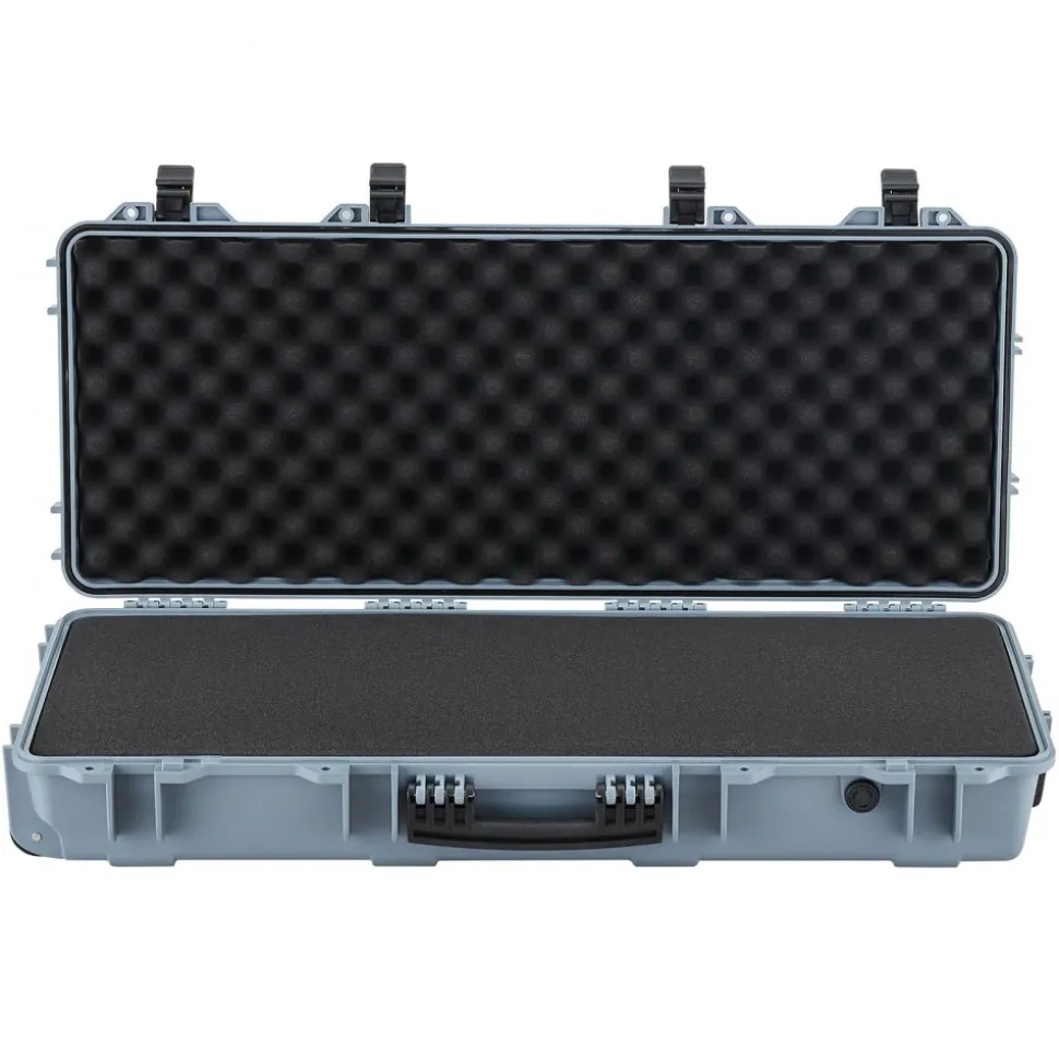 VEVOR Hard Rifle Case, Lockable Rifle Case with 4 Layers Pre-cut Foams, 36 in Gun Storage with Wheels, IP67 Waterproof & Dustproof Pistol Storage Cases for Rifles, Shotguns, Airsoft Guns, Grey