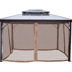 VEVOR Hardtop Gazebo 10' x 10' with Netting - Metal Gazebo Aluminum Permanent Double Tier Roof- Gazebos for Patios, Backyard, Outdoor and Lawn