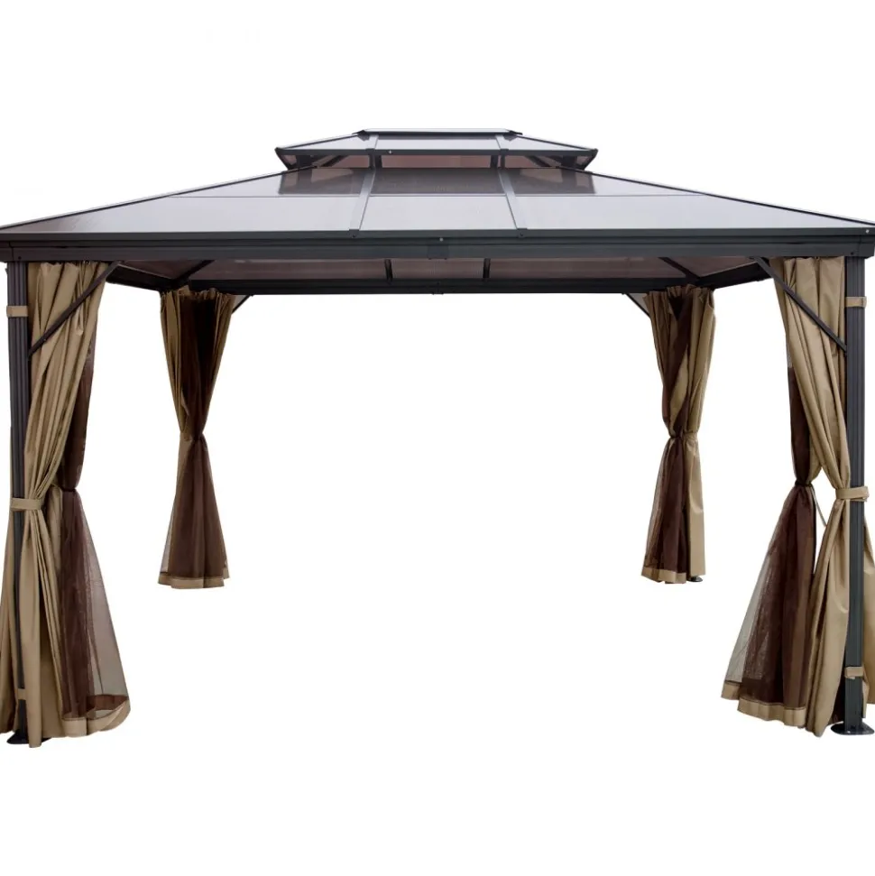 VEVOR Hardtop Gazebo 10' x 10' with Netting - Metal Gazebo Aluminum Permanent Double Tier Roof- Gazebos for Patios, Backyard, Outdoor and Lawn