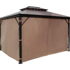 VEVOR Hardtop Gazebo 10' x 10' with Netting - Metal Gazebo Aluminum Permanent Double Tier Roof- Gazebos for Patios, Backyard, Outdoor and Lawn