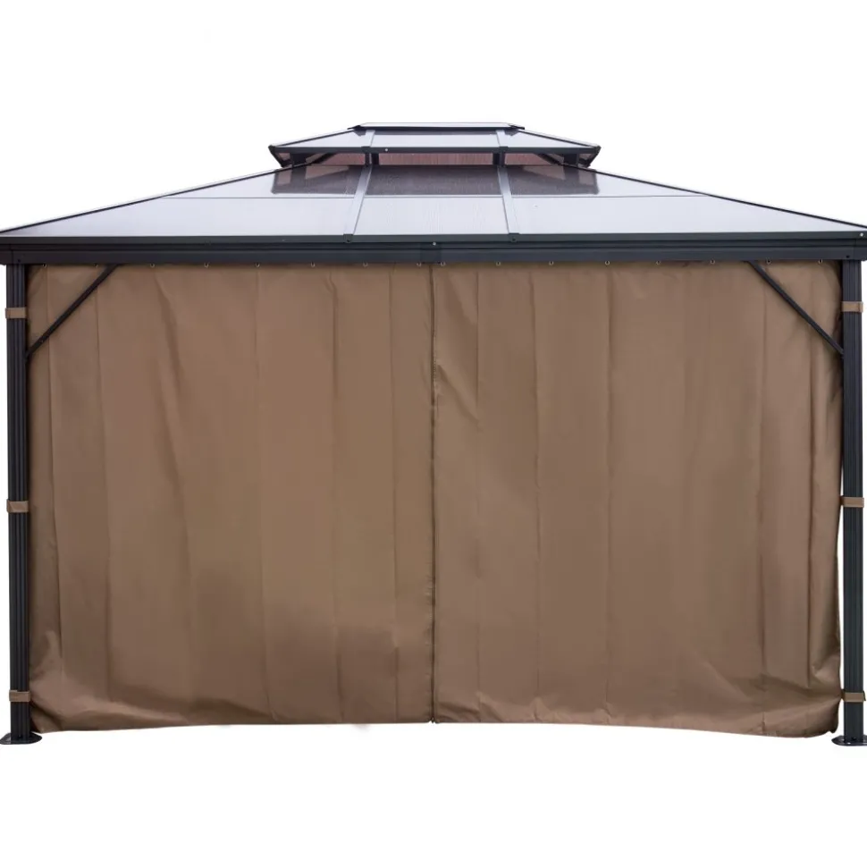 VEVOR Hardtop Gazebo 10' x 10' with Netting - Metal Gazebo Aluminum Permanent Double Tier Roof- Gazebos for Patios, Backyard, Outdoor and Lawn