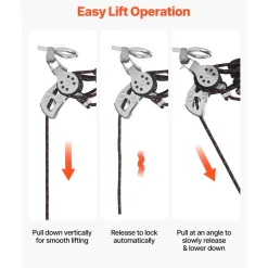 VEVOR Hard Top Remover Lift, 220 lbs, Jeep Hardtop Removal Storage Roof Hoist with Anti-Drop System, Easy One-Person Operation, Supports 8-16 in Ceiling, for 2-Door & 4-Door Jeep Wrangler JK JL & Ford