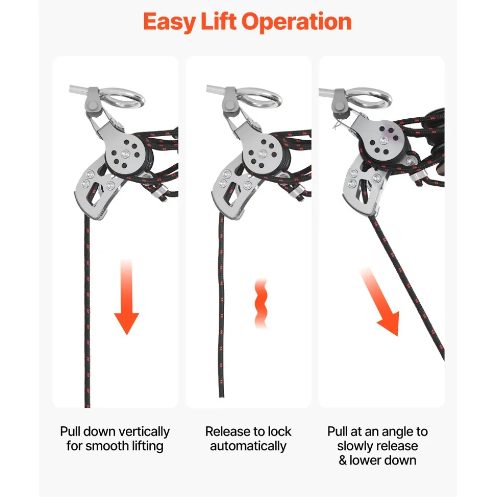 VEVOR Hard Top Remover Lift, 220 lbs, Jeep Hardtop Removal Storage Roof Hoist with Anti-Drop System, Easy One-Person Operation, Supports 8-16 in Ceiling, for 2-Door & 4-Door Jeep Wrangler JK JL & Ford