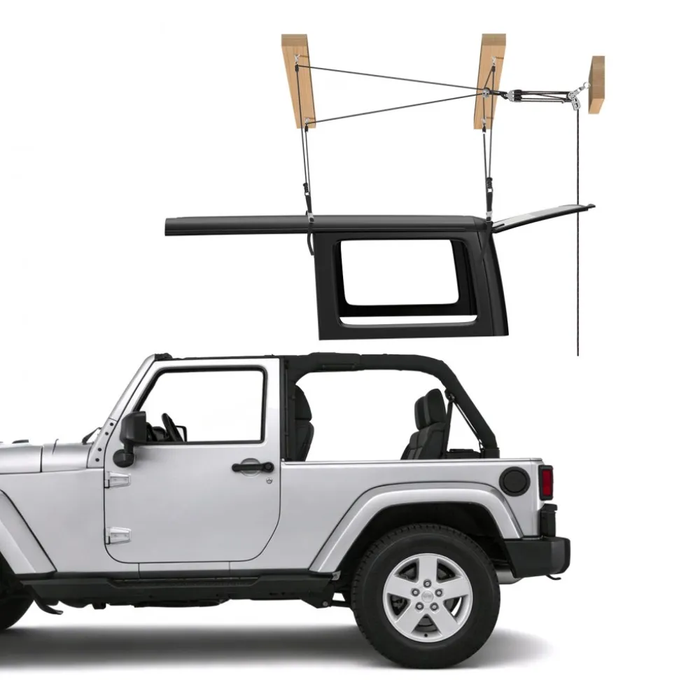 VEVOR Hard Top Remover Lift, 220 lbs, Jeep Hardtop Removal Storage Roof Hoist with Anti-Drop System, Easy One-Person Operation, Supports 8-16 in Ceiling, for 2-Door & 4-Door Jeep Wrangler JK JL & Ford