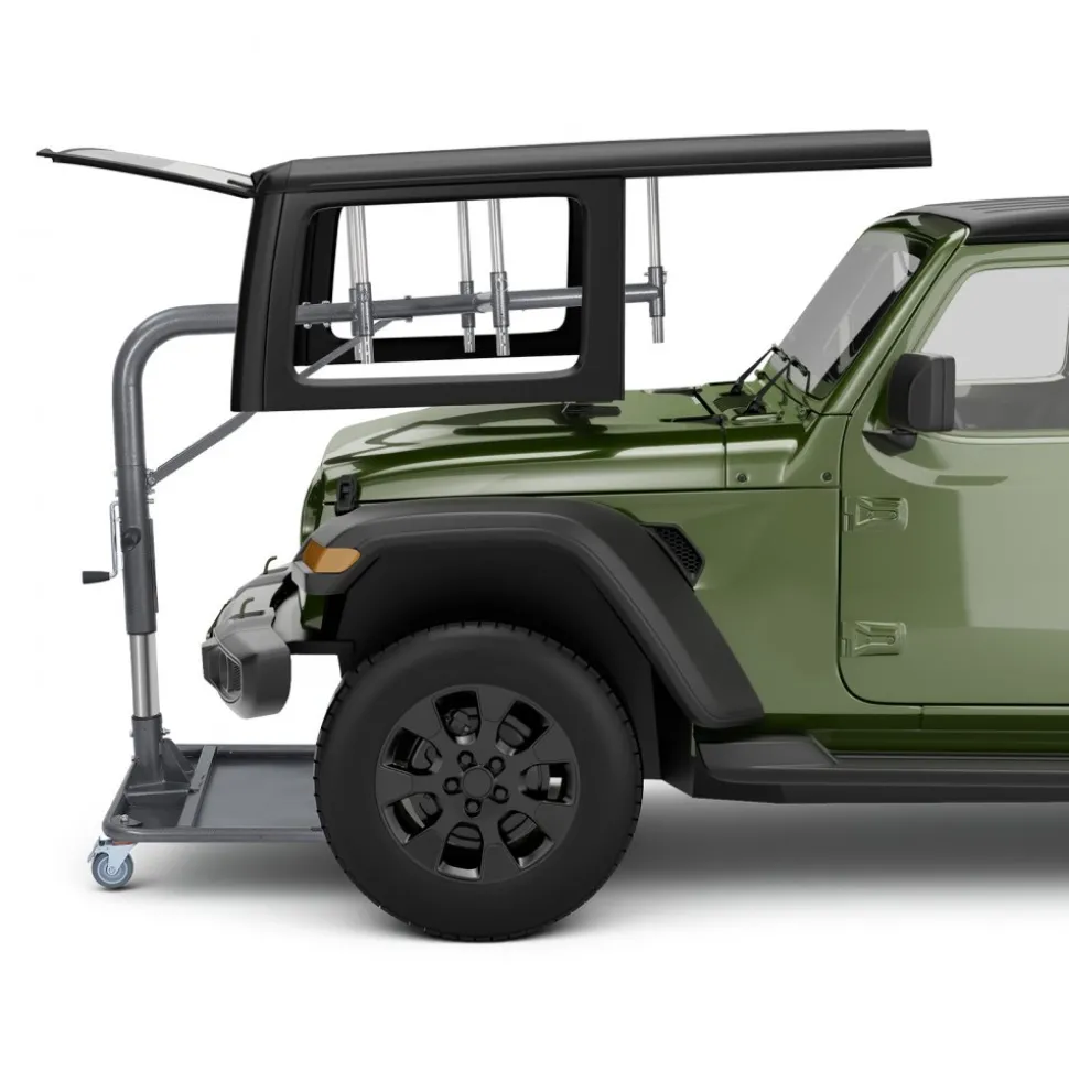 VEVOR Hard Top Remover Lift, 220 lbs, Jeep Hardtop Removal and Storage System, Quick & Easy One-Person Operation, Adjustable Height, for Jeep Wrangler YJ, TJ, JK, JL, 4XE, Ford Bronco 4 Door & 6 Gen+