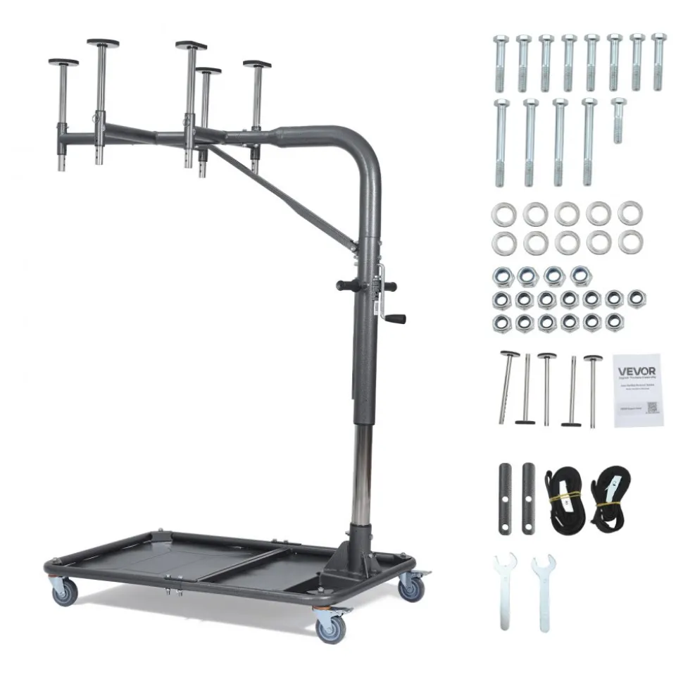 VEVOR Hard Top Remover Lift, 220 lbs, Jeep Hardtop Removal and Storage System, Quick & Easy One-Person Operation, Adjustable Height, for Jeep Wrangler YJ, TJ, JK, JL, 4XE, Ford Bronco 4 Door & 6 Gen+