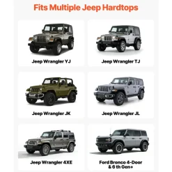 VEVOR Hard Top Remover Lift, 220 lbs, Foldable Jeep Hardtop Removal and Storage System, Easy One-Person Operation, Adjustable Height, for Jeep Wrangler YJ, TJ, JK, JL, 4XE, Ford Bronco 4 Door & 6 Gen+