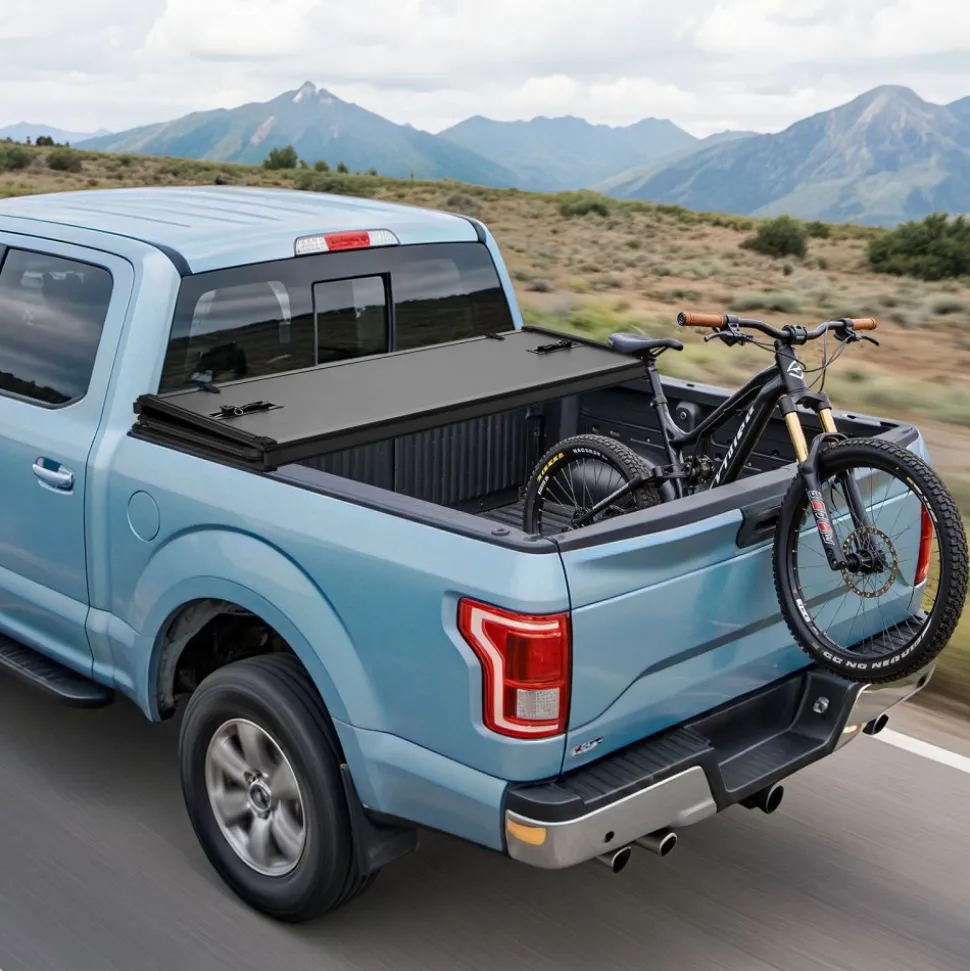 VEVOR Hard Tri-Fold Truck Bed Tonneau Cover, Compatible with 2016-2025 Toyota Tacoma with OE Track System (Not Fit Roll Bar) 5 ft (60.5 in) Bed, Waterproof Fiberglass Hard Folding Truck Tonneau Cover