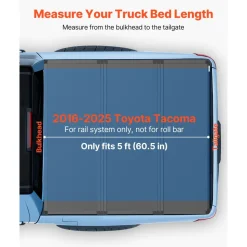 VEVOR Hard Tri-Fold Truck Bed Tonneau Cover, Compatible with 2016-2025 Toyota Tacoma with OE Track System (Not Fit Roll Bar) 5 ft (60.5 in) Bed, Waterproof Fiberglass Hard Folding Truck Tonneau Cover