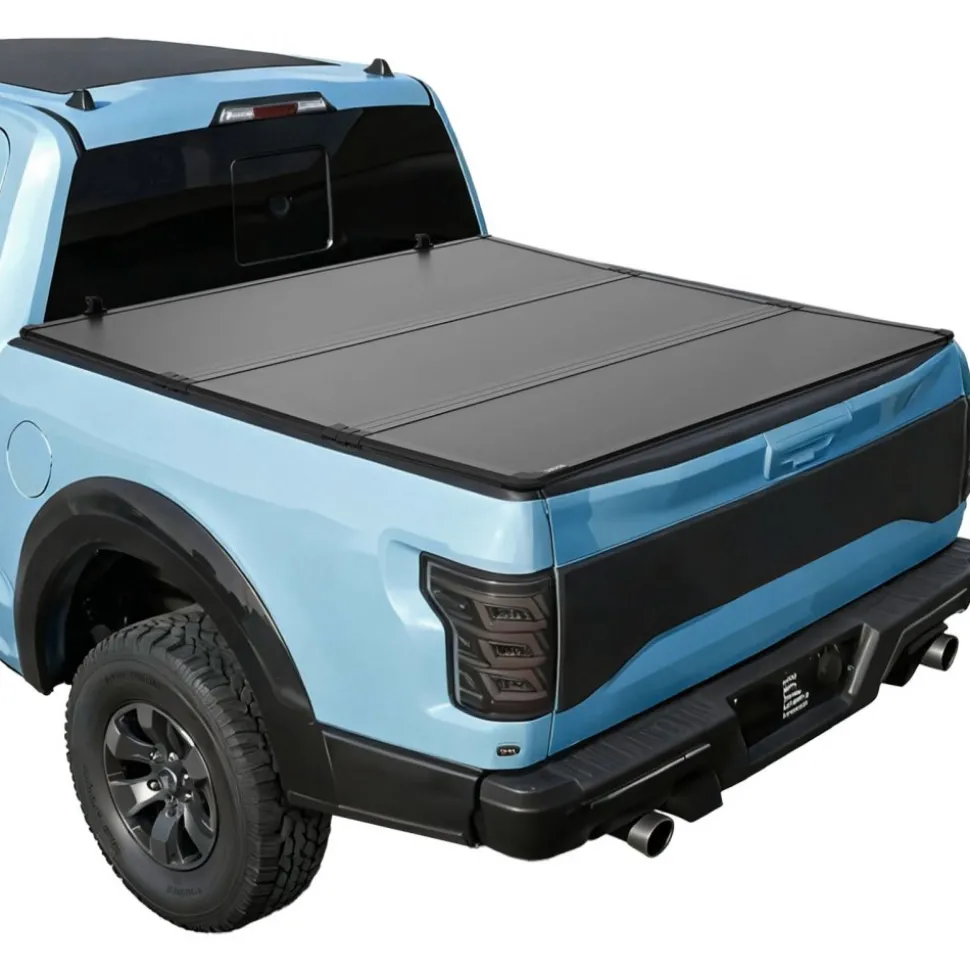 VEVOR Hard Tri-Fold Truck Bed Tonneau Cover, Compatible with 2016-2025 Toyota Tacoma with OE Track System (Not Fit Roll Bar) 5 ft (60.5 in) Bed, Waterproof Fiberglass Hard Folding Truck Tonneau Cover
