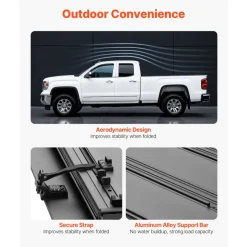 VEVOR Hard Tri-Fold Truck Bed Tonneau Cover, Compatible with 2019-2025 Chevy/GMC Silverado/Sierra 1500 5.8 ft (70 in) Bed with MultiPro/Flex Tailgate (Not Fit CarbonPro), Waterproof Low-Profile Cover