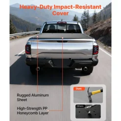 VEVOR Hard Tri-Fold Truck Bed Tonneau Cover, Compatible with 2019-2025 Dodge Ram 1500 5.6 ft (67.4 in) Bed, Waterproof Low-Profile Hard Folding Truck Tonneau Cover with Aluminum Alloy Support Bar