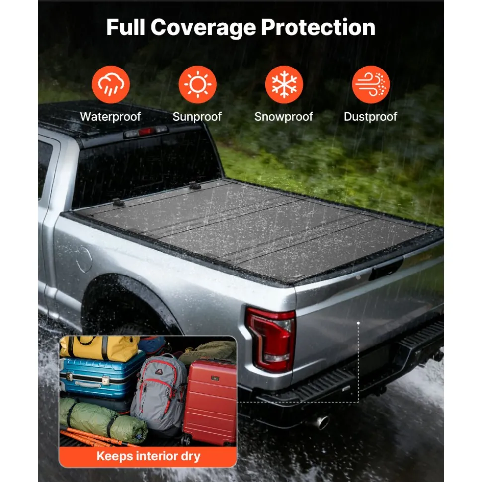 VEVOR Hard Tri-Fold Truck Bed Tonneau Cover, Compatible with 2019-2025 Dodge Ram 1500 5.6 ft (67.4 in) Bed, Waterproof Low-Profile Hard Folding Truck Tonneau Cover with Aluminum Alloy Support Bar