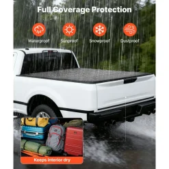 VEVOR Hard Tri-Fold Truck Bed Tonneau Cover, Compatible with 2007-2026 Chevy Silverado/GMC Sierra 1500 5.8 ft (69.3 in) Short Box (No CarbonPro Bed), Waterproof Fiberglass Folding Truck Tonneau Cover